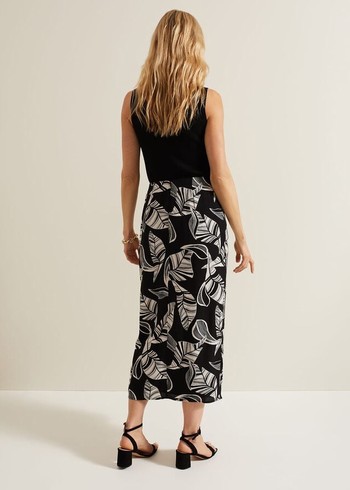 Phase Eight Ayana Printed Skirts Black/White Australia | VO9582316